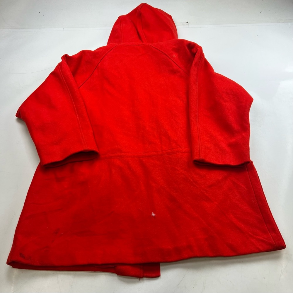 1970s vintage women’s red hooded wool duffle coat M L L84-2 - Picture 3 of 6